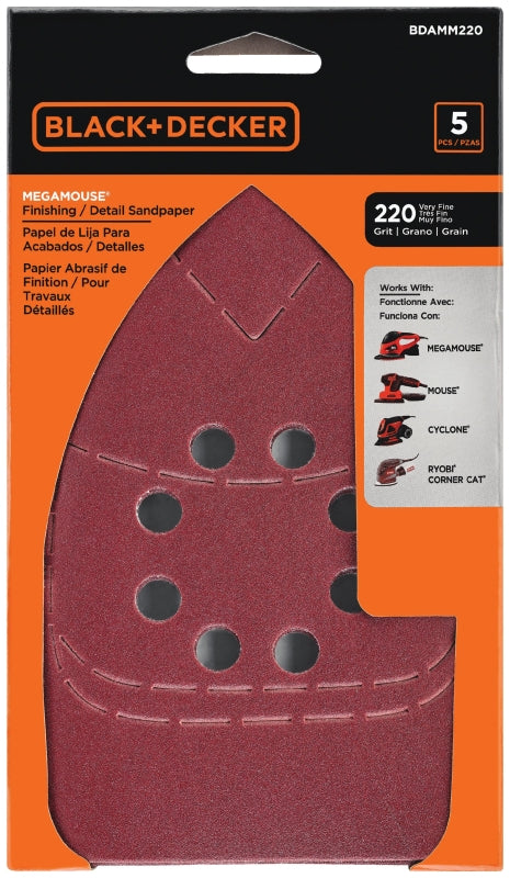 BLACK & DECKER Black+Decker BDAMM220 Sanding Paper, 220 Grit, Medium, Aluminum Oxide Abrasive