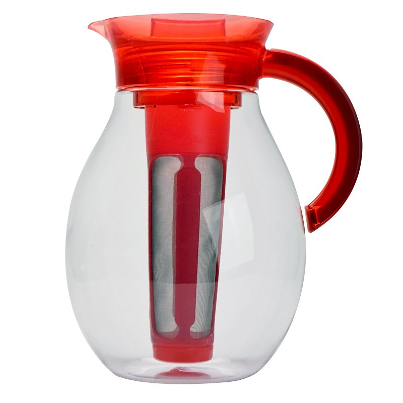 ECOLUTION Primula PTBRE-3710 Big Iced Tea Pitcher, 1 gal Capacity, Stainless Steel/Tritan Plastic, Red