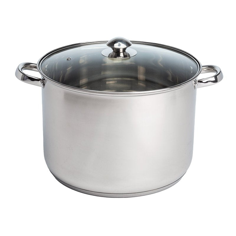 ECOLUTION Ecolution Pure Intentions Series ESTL-4512 Stock Pot with Tempered Glass Lid, 12 qt Capacity, Stainless Steel HOUSEWARES ECOLUTION