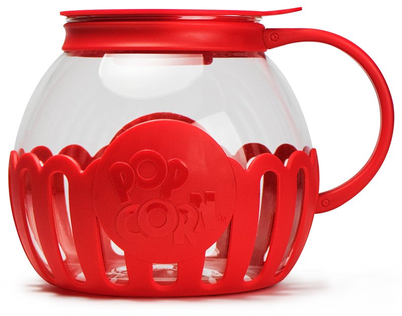 ECOLUTION Ecolution Micro-Pop EKPRE-4230 DST Popcorn Popper, 3 qt Capacity, Glass, Red, Ergonomic Handle