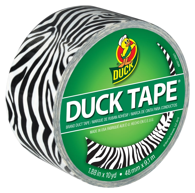 DUCK Duck 1398132 Duct Tape, 10 yd L, 1.88 in W, Vinyl Backing, Zebra Print PAINT DUCK   