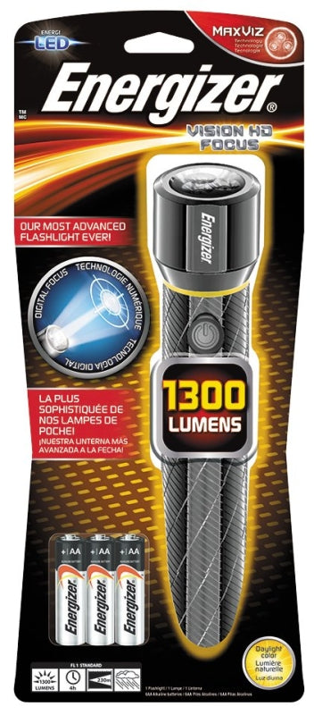 ENERGIZER BATTERY Energizer EPMZH61E Flashlight, AA Battery, LED Lamp, 1300 Lumens, 230 m High, 100 m Low Beam Distance, 4 hr Run Time ELECTRICAL ENERGIZER BATTERY