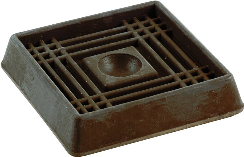 SHEPHERD Shepherd Hardware 9078 Caster Cup, Square, 3 in Dimensions, Rubber, Brown, 2/PK