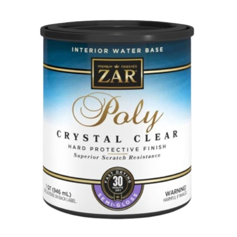 ZAR ZAR 34512 Polyurethane, Semi-Gloss, Liquid, Crystal Clear, 1 qt, Can