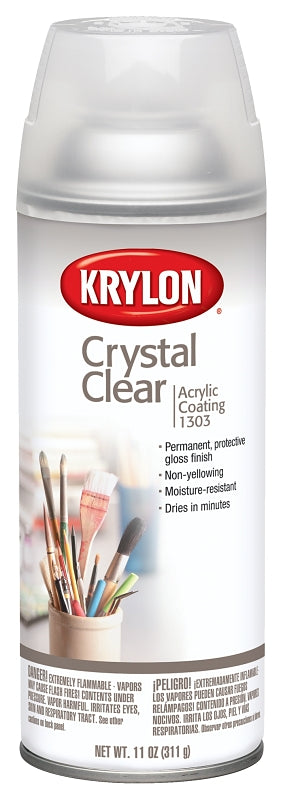KRYLON Krylon K01303007 Spray Paint, 11 oz Can, 15 to 18 sq-ft Coverage Area, Lacquer Base, Gloss, Crystal Clear