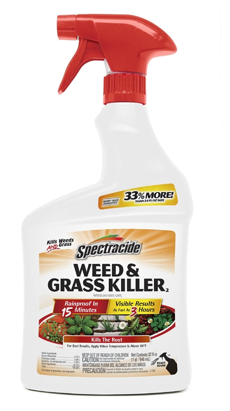 SPECTRACIDE Spectracide HG-96428 Weed and Grass Killer, Liquid, Amber, 32 oz Bottle LAWN & GARDEN SPECTRACIDE