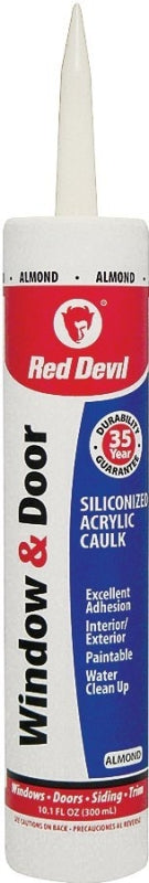 RED DEVIL Red Devil 084620 Siliconized Acrylic Caulk, Almond, -20 to 180 deg F, 10.1 fl-oz Cartridge