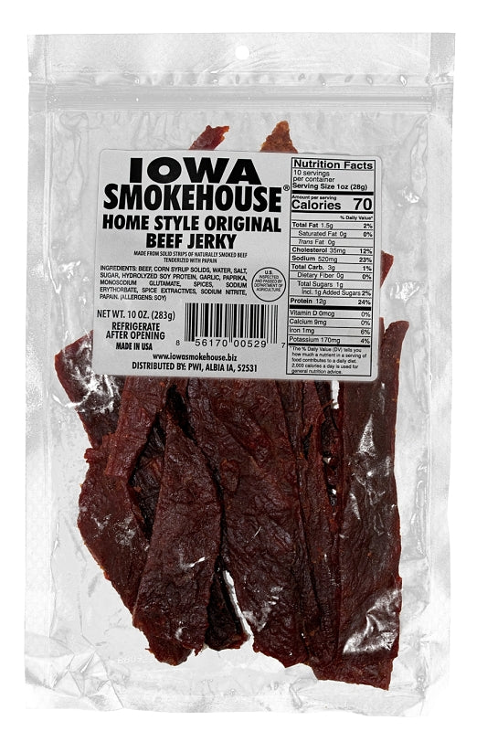 IOWA SMOKEHOUSE Iowa Smokehouse IS-10JN Beef Jerky, Original, 10 oz, Pack