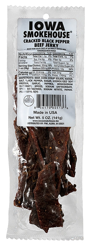IOWA SMOKEHOUSE Iowa Smokehouse IS-5JP Beef Jerky, Cracked Black Pepper, 5 oz, Pack