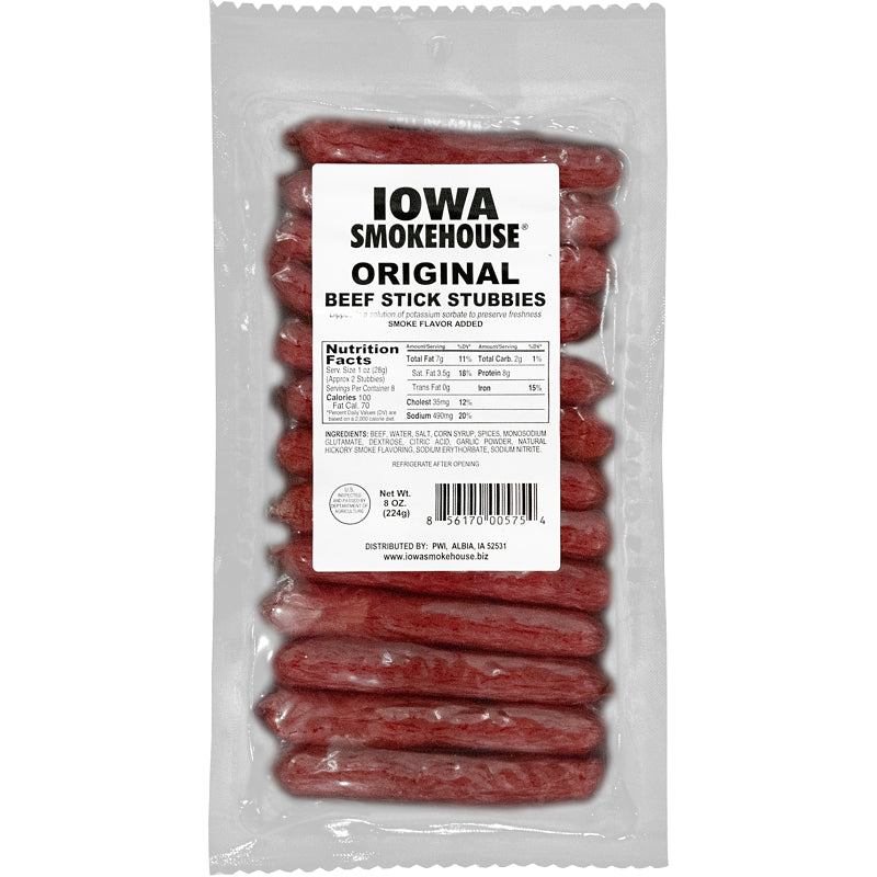 IOWA SMOKEHOUSE Iowa Smokehouse IS-8BSTO Beef Stick Stubbies, Original, 8 oz, Pack