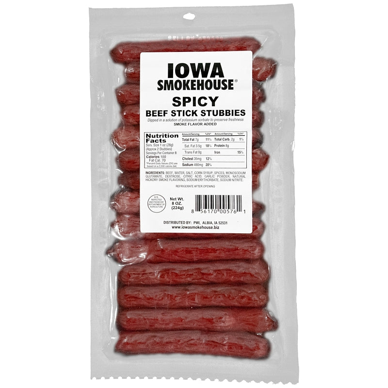 IOWA SMOKEHOUSE Iowa Smokehouse IS-8BSTS Beef Stick Stubbies, Spicy, 8 oz Pack HOUSEWARES IOWA SMOKEHOUSE