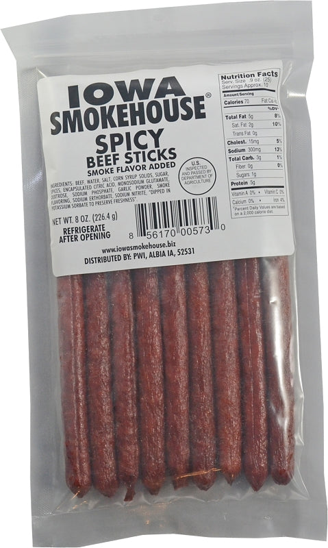IOWA SMOKEHOUSE Iowa Smokehouse is-bss12 Beef Snack, Stick, Spicy, 8 oz HOUSEWARES IOWA SMOKEHOUSE