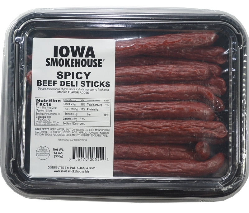 IOWA SMOKEHOUSE Iowa Smokehouse IS-BDS Beef Deli Stick, Spicy, 13 oz, Pack