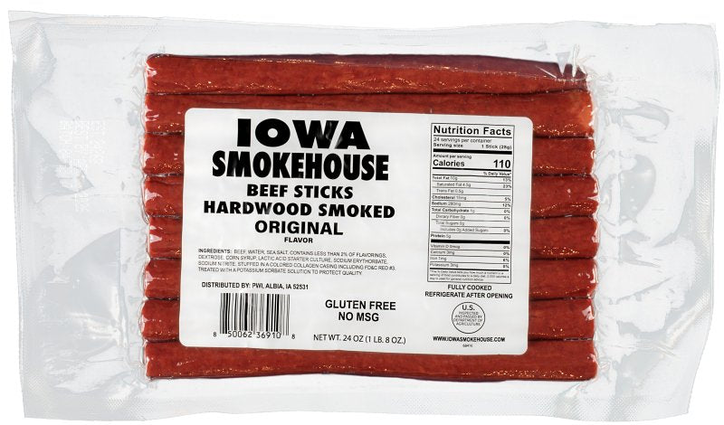 IOWA SMOKEHOUSE Iowa Smokehouse IS-BS24O Beef Snack, Stick, Hardwood Smoked Original, 24 oz HOUSEWARES IOWA SMOKEHOUSE