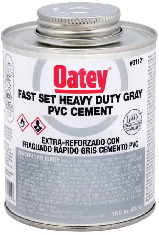 OATEY Oatey 31121 Heavy-Duty Fast Set Cement, 16 oz Can, Liquid, Gray