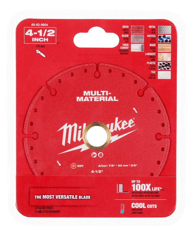 MILWAUKEE Milwaukee 49-93-9604 Saw Blade, 4-1/2 in Dia, 7/8 in-20 mm-5/8 in Arbor, Diamond Cutting Edge, Segmented Rim TOOLS MILWAUKEE