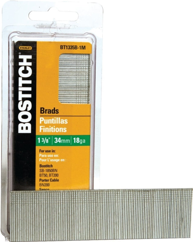 BOSTITCH Bostitch BT1335B-1M Series Nail, Glue Collation, 1-3/8 in L, 18 Gauge, Steel, Coated, Brad Head, Smooth Shank, 1000/PK HARDWARE & FARM SUPPLIES BOSTITCH