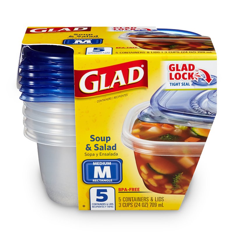 GLAD Glad BBG10076 Medium Soup and Salad, 24 oz, Plastic, Clear