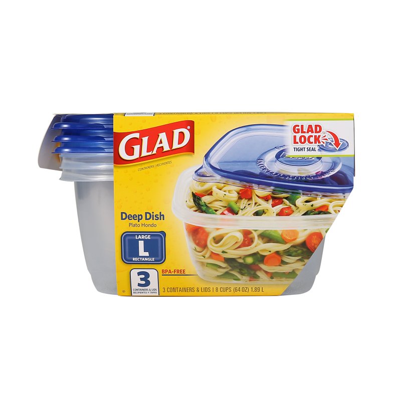 GLAD Glad BBG10316 Large Deep Dish, 64 oz, Plastic, Clear