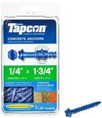 TAPCON Tapcon 24220 Concrete Screw Anchor, 1/4 in Dia, 1-3/4 in L, Hex Head, Steel, Climaseal, 25/PK HARDWARE & FARM SUPPLIES TAPCON