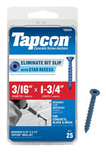 TAPCON Tapcon 24255 Concrete Screw Anchor, 3/16 in Dia, 1-3/4 in L, Steel, 25/PK HARDWARE & FARM SUPPLIES TAPCON