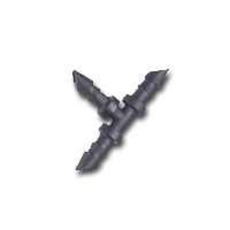 RAINDRIP Raindrip R307CT Tubing Tee, 1/4 x 1/4 x 1/2 in Connection, Barb x Barb x Hose, Black