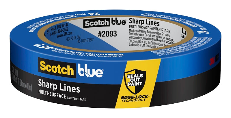 SCOTCH BLUE ScotchBlue 2093EL-24E Painter's Tape, 60 yd L, 0.94 in W, Crepe Paper Backing, Blue PAINT SCOTCH BLUE