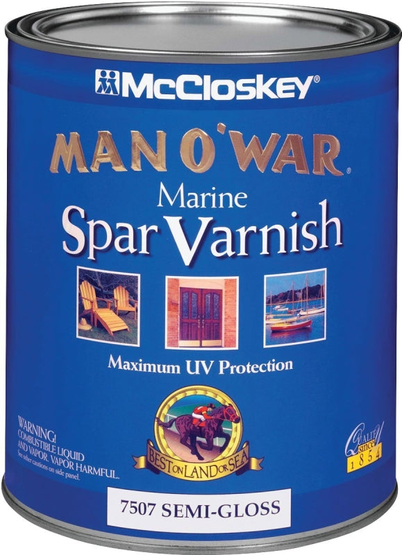 MCCLOSKEY McCloskey 080.0007507.005 Spar Varnish, Semi-Gloss, Clear, Liquid, 1 qt, Can