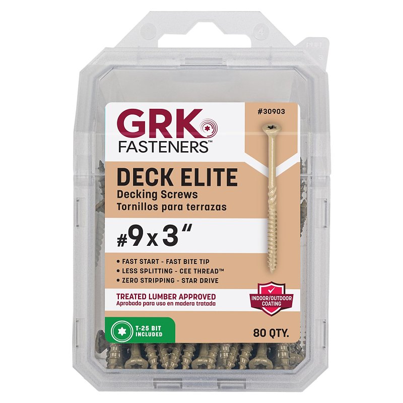 GRK FASTENERS GRK Fasteners Deck Elite Series 30903 Deck Screw, 3 in L, Coarse Thread, Bugle Head, Torx Drive, 6-Point, 80 HARDWARE & FARM SUPPLIES GRK FASTENERS