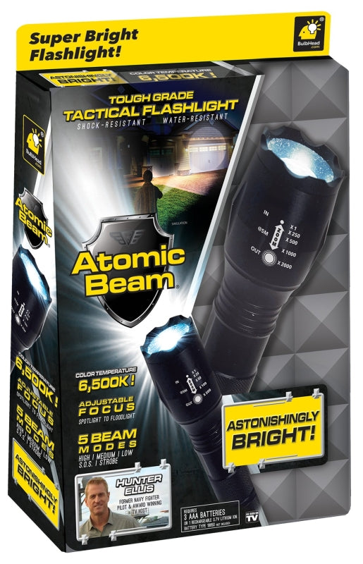 ATOMIC BEAM Atomic Beam 11217-12 Flashlight, AAA Battery, Alkaline Battery, LED Lamp, 1200, Black HOUSEWARES ATOMIC BEAM   