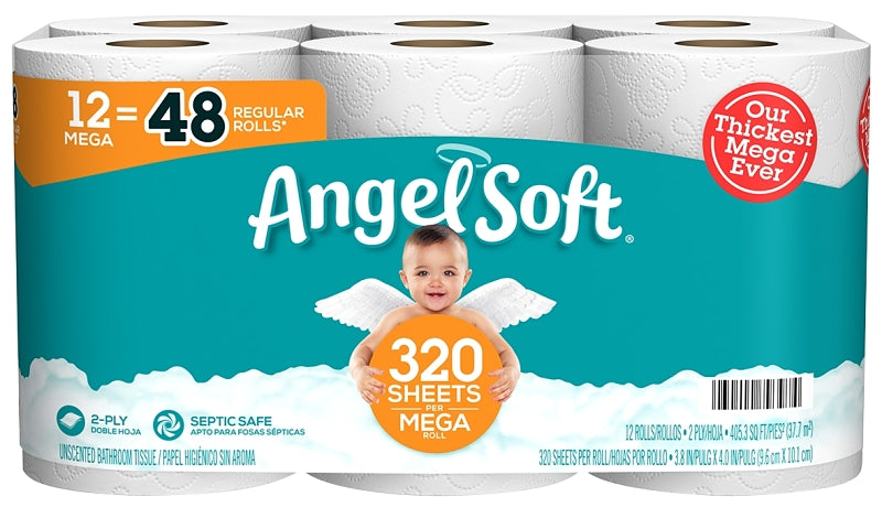 ANGEL SOFT Angel Soft 79397 Toilet Tissue, 2-Ply, Paper, 12/PK