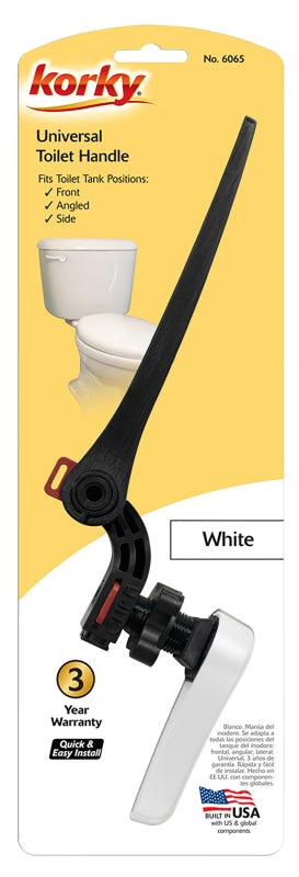 KORKY Korky 6065BP Toilet Flush Handle, Front, Neo-Angle, Side Mounting, 8 in L Flush Arm, Metal/Plastic