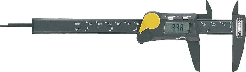 GENERAL General 147 Caliper, 0 to 6 in, 1.57 in Jaw, Digital, LCD Display, Stainless Steel TOOLS GENERAL