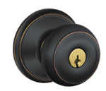 SCHLAGE LOCK Schlage Georgian Series F51A VGEO716 Entry Knob, Aged Bronze, Metal, C Keyway, Re-Key Technology: Traditional, 2 Grade