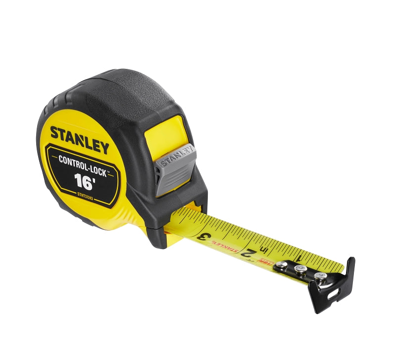 STANLEY STANLEY CONTROL-LOCK Series STHT37243 Tape Measure, 16 ft L Blade, Black/Yellow Case TOOLS STANLEY