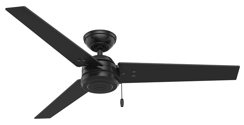 HUNTER Hunter Cassius Series 59264 Ceiling Fan, 3-Blade, Gray Walnut/Matte Black Blade, 52 in Sweep, Plastic Blade, 3-Speed