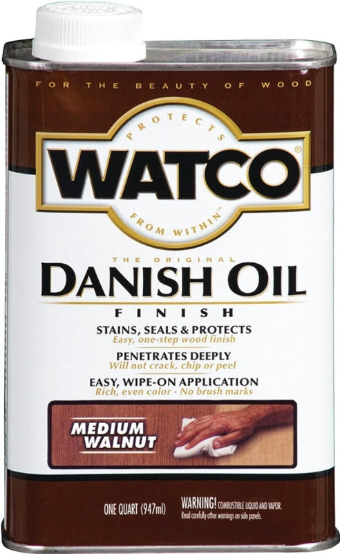 WATCO Watco 242223 Danish Oil, Medium Walnut, Liquid, 1 qt, Can PAINT WATCO