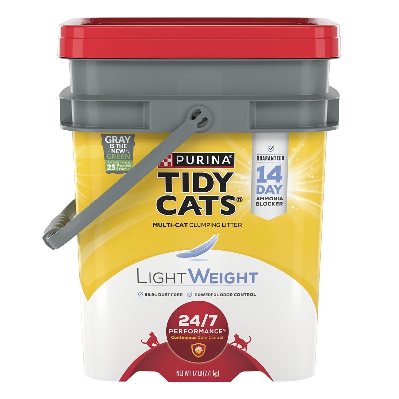 TIDY CATS Tidy Cats Lightweight 24/7 Performance 15367 Clumping Cat Litter, Clay, 17 lb Pail