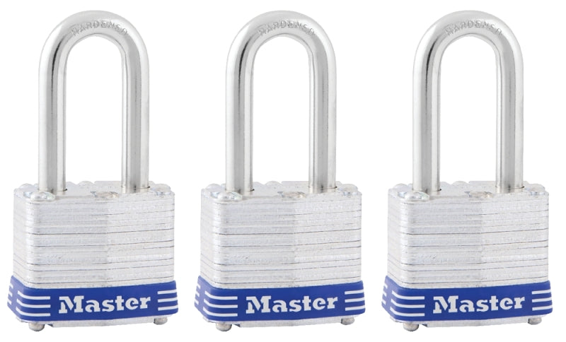 MASTER LOCK Master Lock 3TRILF Padlock, Keyed Alike Key, 9/32 in Dia Shackle, 1-1/2 in H Shackle, Steel Shackle, Steel Body