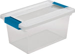 STERILITE Sterilite 19628604 Clip Box, Plastic, Blue Aquarium/Clear, 11 in L, 6-5/8 in W, 5-3/8 in H