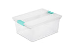 STERILITE Sterilite 19658604 Clip Box, Plastic, Blue Aquarium/Clear, 14 in L, 11 in W, 6-1/4 in H