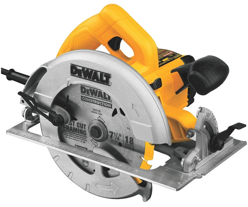 DEWALT DEWALT DWE575 Circular Saw, 15 A, 7-1/4 in Dia Blade, 2 in at 45 deg, 2.55 in at 90 deg D Cutting, 5/8 in Arbor