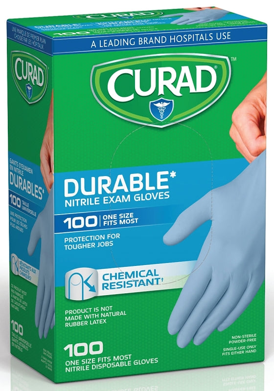 CURAD Curad CUR4145R Exam Gloves, One-Size, Nitrile, Blue