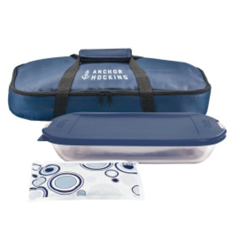 ANCHOR HOCKING Anchor Hocking 13228L20 Embrace Tote Set, Glass, Clear/Navy