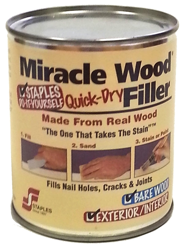 STAPLES Staples Miracle Wood 902 Wood Filler, Putty, Strong Solvent, Natural, 0.5 lb