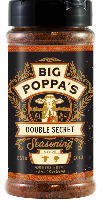 BIG POPPA'S Big Poppa's OW86161-C BBQ Rub, Double Secret Steak, 14 oz Shaker OUTDOOR LIVING & POWER EQUIPMENT BIG POPPA'S