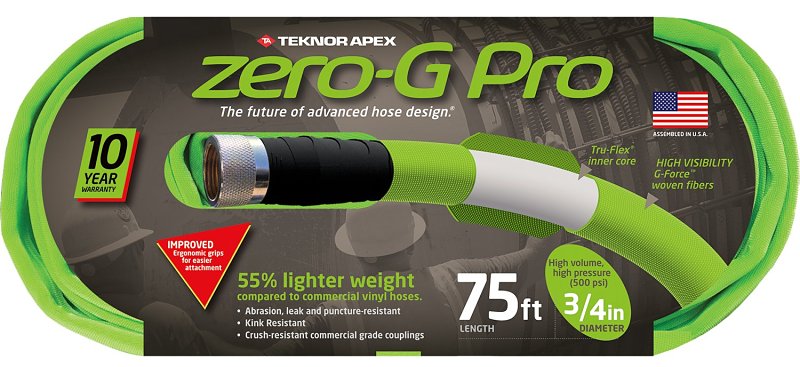 TEKNOR APEX Zero-G 4300-75 Garden Hose, 3/4 in, 75 ft L, Green