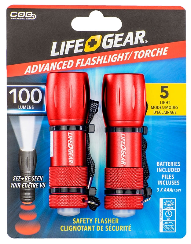 LIFE+GEAR LifeGear LG09-60589-SA4 Flashlight, AAA Battery, LED Lamp, 160 Lumens, Narrow, Wide Beam, 1 hr Run Time, Assorted ELECTRICAL LIFE+GEAR