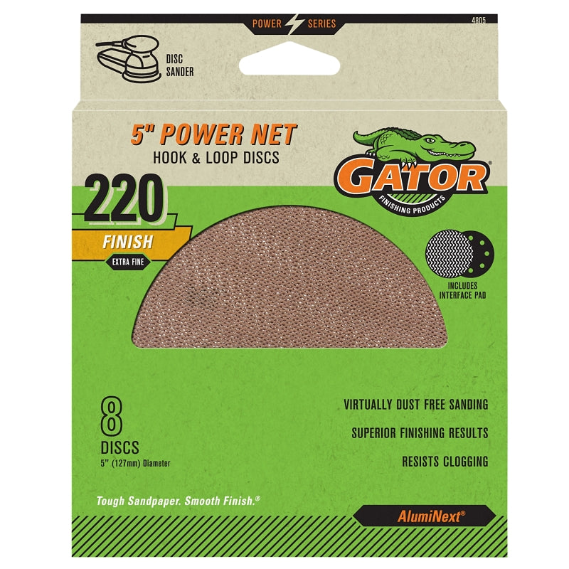GATOR Gator 4805 Power Net Disc, 5 in Dia, 220 Grit, Extra Fine PAINT GATOR