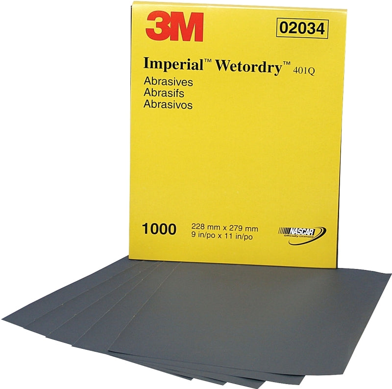 3M 3M Wetordry Series 02034 Abrasive Sheet, 11 in L, 9 in W, 1000 Grit, Fine, Silicone Carbide Abrasive PAINT 3M